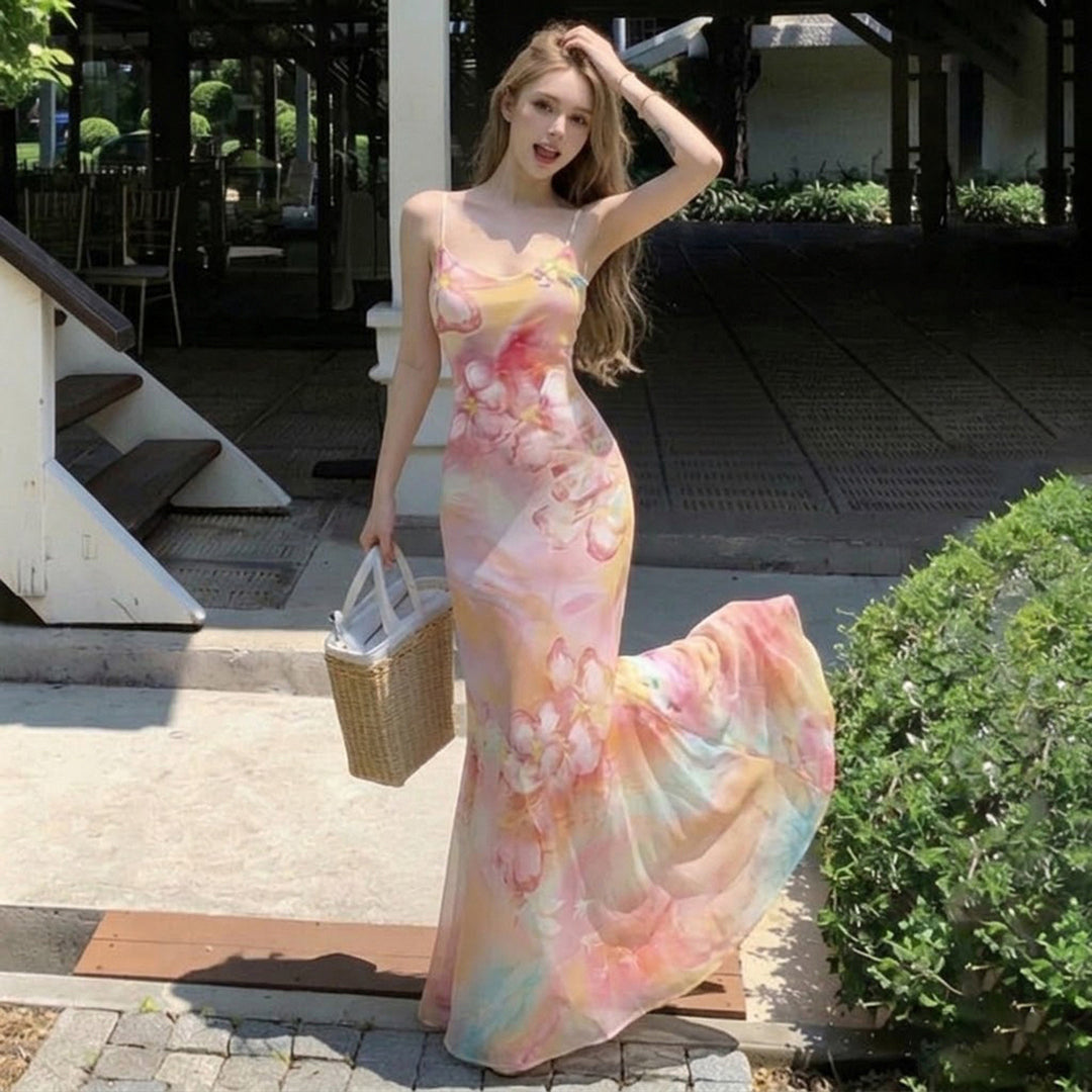 Damen Maxikleid mit floralen Akzenten und raffiniertem Schnitt R&B