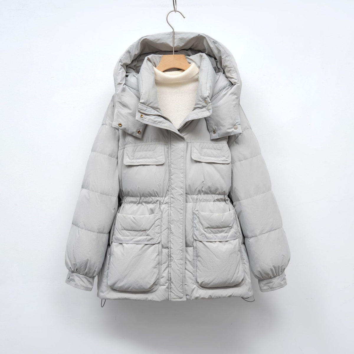 Damen gesteppte Winterjacke mit voluminösem Schnitt und praktischen Taschen R&B