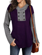 Damen Casual Pullover mit asymmetrischem Kragen und gestreiften Ärmeln R&B