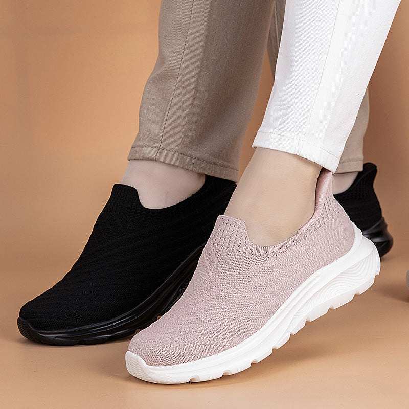Damen Bequeme Slip-On Sneakers mit atmungsaktiver Strickoberfläche