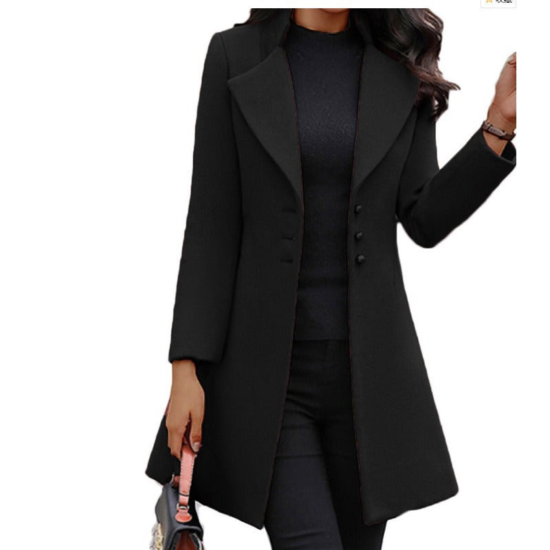 Damen eleganter und taillierter Trenchcoat mit strukturiertem GewR&Be R&B