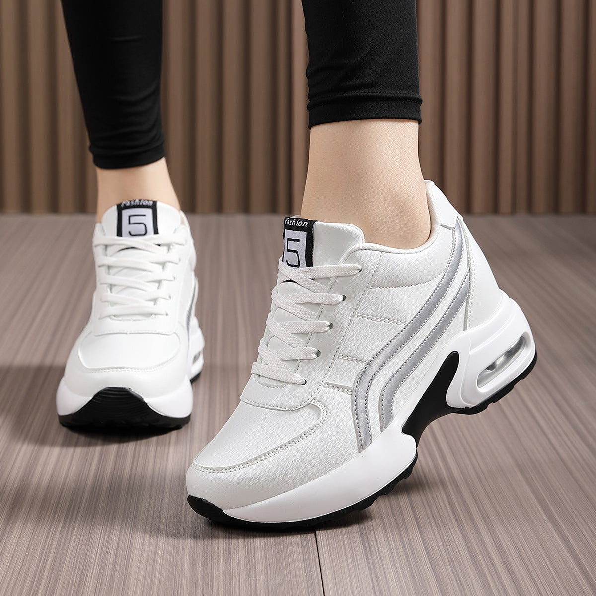 Damen nan Plateau-Sneaker mit sichtbarer Luftkammer, ergonomischer Keilsohle und gepolstertem Knöchelkragen R&B
