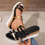 Damen Trendige und bequeme Keilsandalen mit verstellbaren Riemen R&B