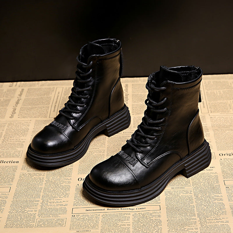 Damen Leder Combat Boots mit robustem Profil und modischem Design R&B