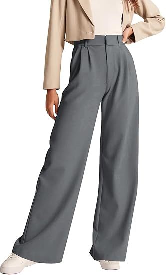 Damen weite High-Waist Hose mit Falten- und Bunddetails R&B