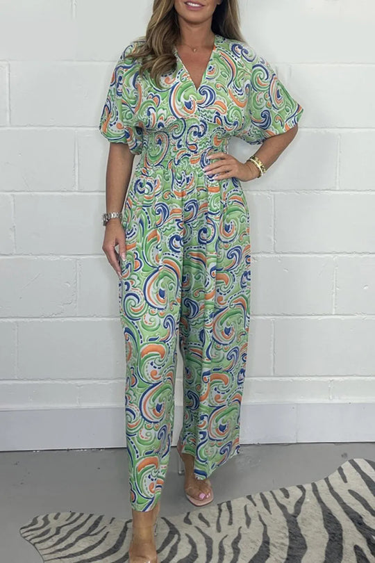 Damen Fließendes Jumpsuit mit elegantem Paisleymuster und Taillierung R&B