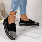 Damen Slip-On Sneakers mit schimmerndem Vorderbereich und modischem Plateau R&B
