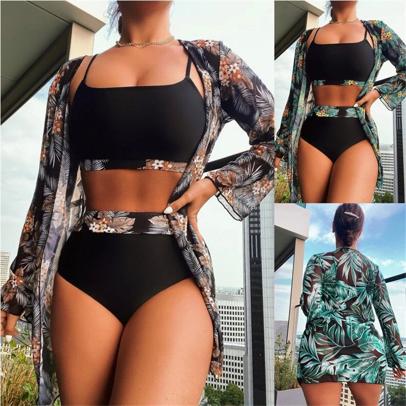 Damen Raffiniertes Bikini-Set mit transparentem Wickeltuch R&B