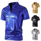 Herren Hochglänzendes Poloshirt mit modernem Stehkragen