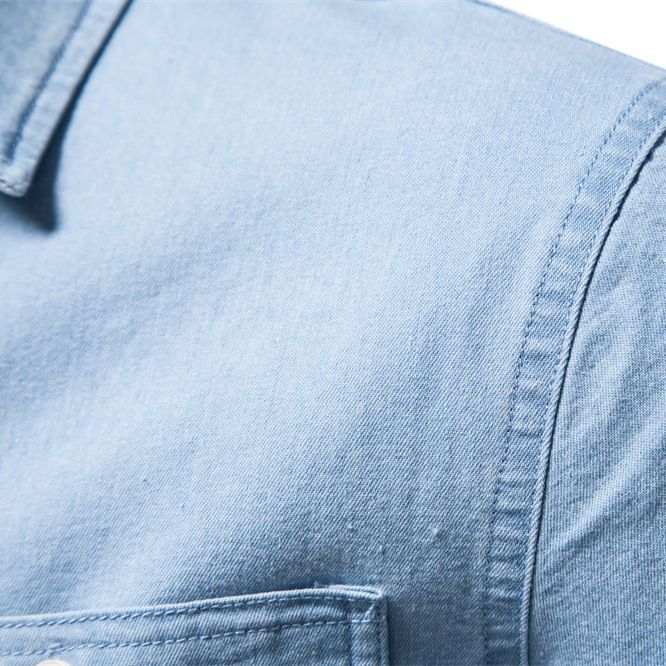 Herren Denim Hemd mit doppelten Brusttaschen und klassischem Kragen R&B