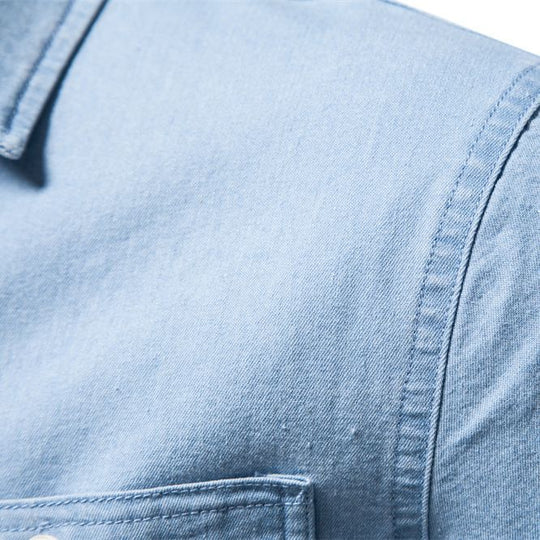 Herren Denim Hemd mit doppelten Brusttaschen und klassischem Kragen R&B