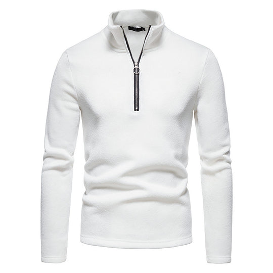 Herren Fleecepullover mit Stehkragen und innovativem Reißverschluss R&B