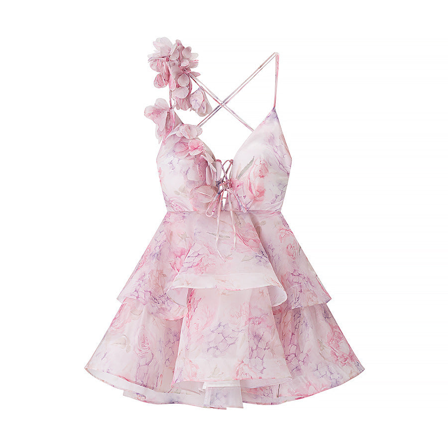 Damen Maxikleid mit asymmetrischem Schnitt und verspieltem Rüschendesign R&B