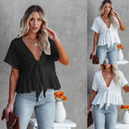 Damen Bluse mit lässigem Schnitt und Raffungen R&B
