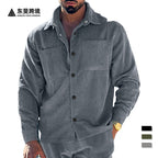 Herren nan gesteppte Cord-Überhemdjacke mit sichtbarer Knopfleiste und Brustpaspeltaschen R&B