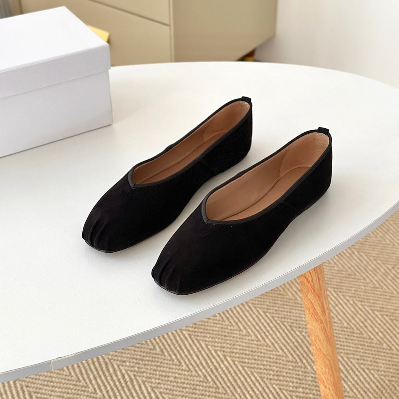 Damen Mokassin-Ballerinas aus weichem Veloursleder