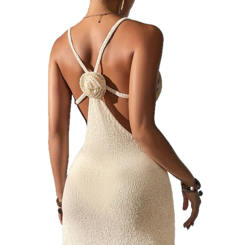 Damen figurbetontes Sommermaxikleid mit aufregendem Seitenschlitz R&B