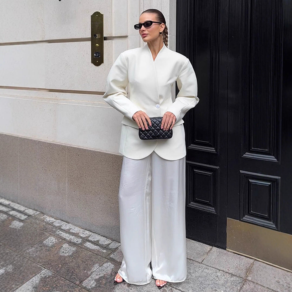 Damen Blazer-Kleid mit tiefem V-Ausschnitt und praktischen Taschen R&B