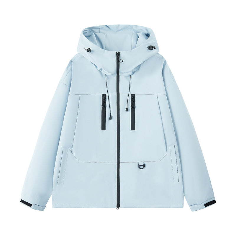 Herren wasserabweisende Outdoor-Jacke mit verstellbarer Kapuze und multifunktionalen Taschen R&B