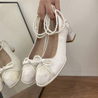 Damen elegante Absatzschuhe mit Perlen-Details R&B
