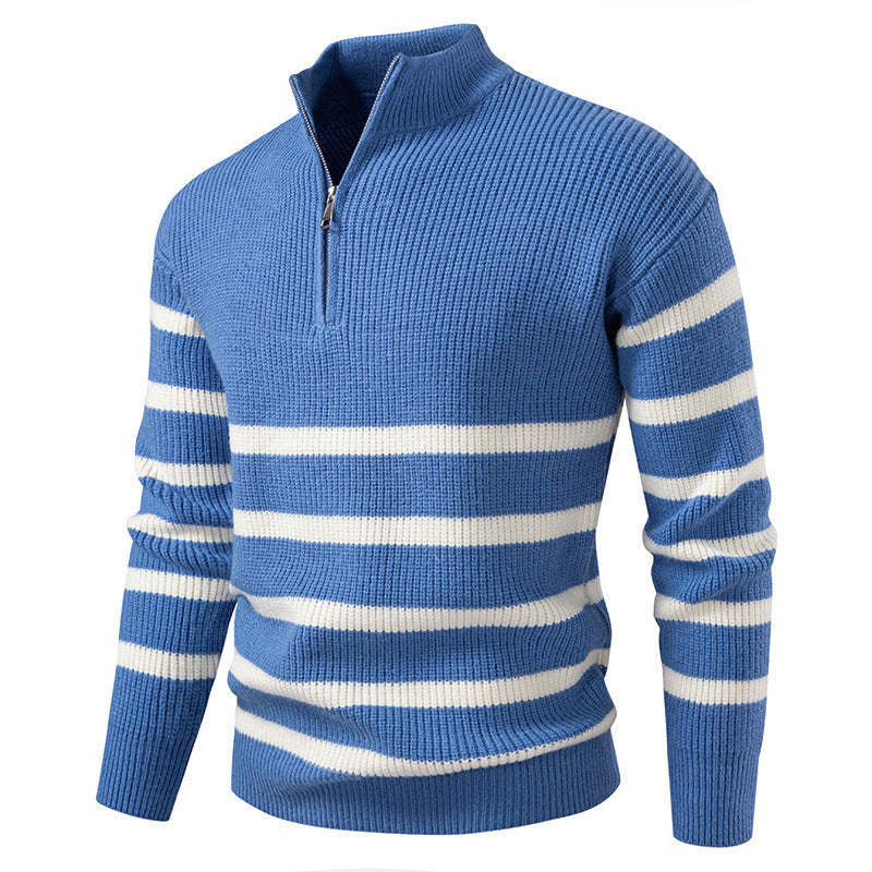 Herren modischer Rollkragenpullover mit strukturiertem Design und halbem Reißverschluss R&B