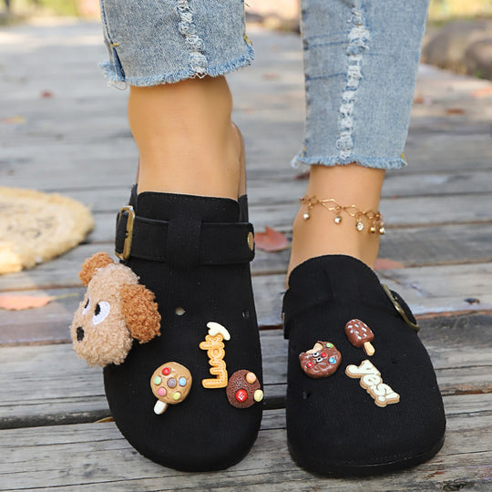 Damen Bequeme Clogs mit süßem Dekor und verstellbarem Riemen R&B