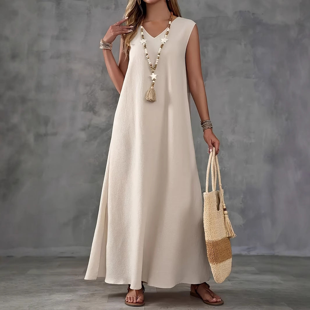 Damen Maxikleid mit schickem V-Ausschnitt und seitlichen Schlitzen R&B