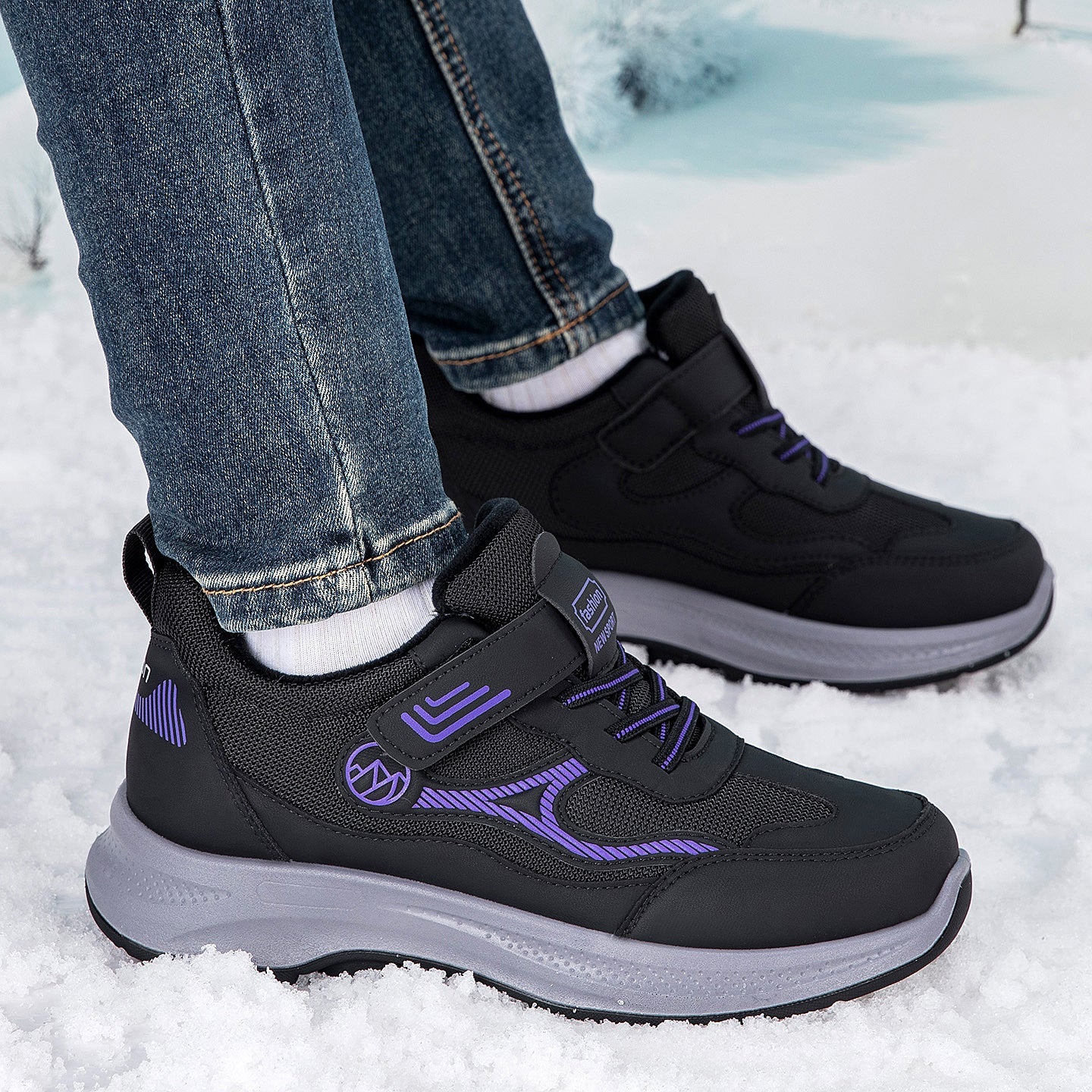 Damen Sportliche Schnür-Sneaker mit integrierter Wärmeisolierung und rutschfester Sohle R&B