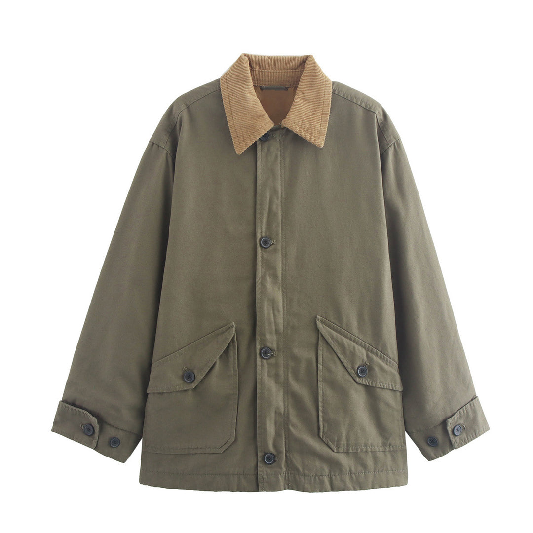Damen Utility-Jacke mit weitem Schnitt und klassischem Kragen R&B