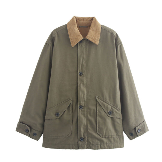 Damen Utility-Jacke mit weitem Schnitt und klassischem Kragen R&B