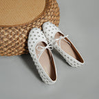 Damen Ballerinas mit dekorativen Strassapplikationen und modischem Schleifendesign