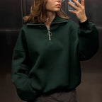 Damen modischer Pullover mit Reißverschluss und hohem Kragen R&B