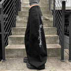 Damen weit geschnittene Baumwollhose mit hohem Taillenbund und praktischen Taschen R&B