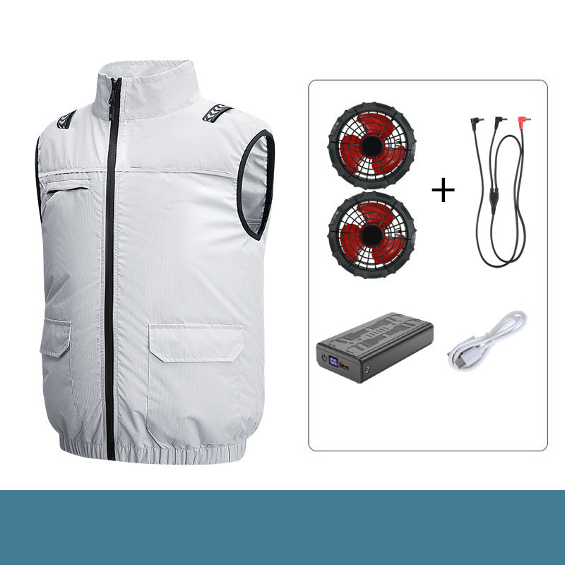 Unisex nan leichte kühlende Arbeitsweste mit integrierten Ventilatoren und externem Akku R&B