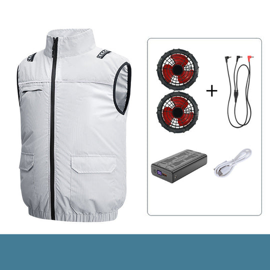Unisex nan leichte kühlende Arbeitsweste mit integrierten Ventilatoren und externem Akku R&B