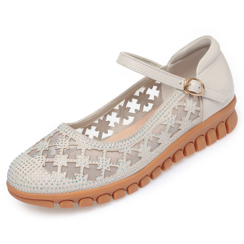 Damen Ballerinas mit verstellbarem Riemen und funkelnden Strassdetails R&B