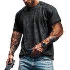 Herren lässiges Kurzarm-Henley-T-Shirt mit strukturiertem Design R&B