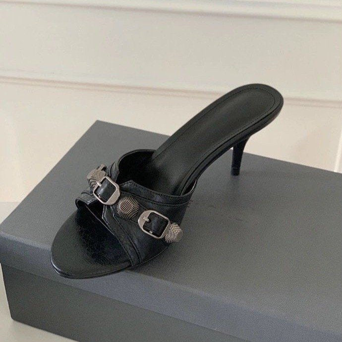 Damen elegante Plateau-Mules mit modischen Schnallen R&B