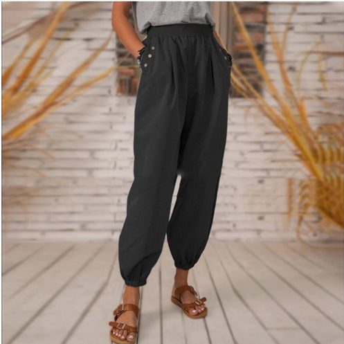Damen Bequeme Hose mit seitlichen Taschen und Gummibund R&B