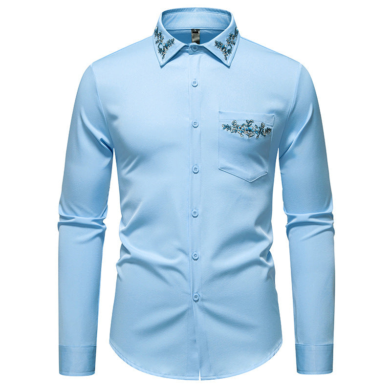 Herren Elegantes Hemd mit floralem Design und dezentem Stehkragen R&B