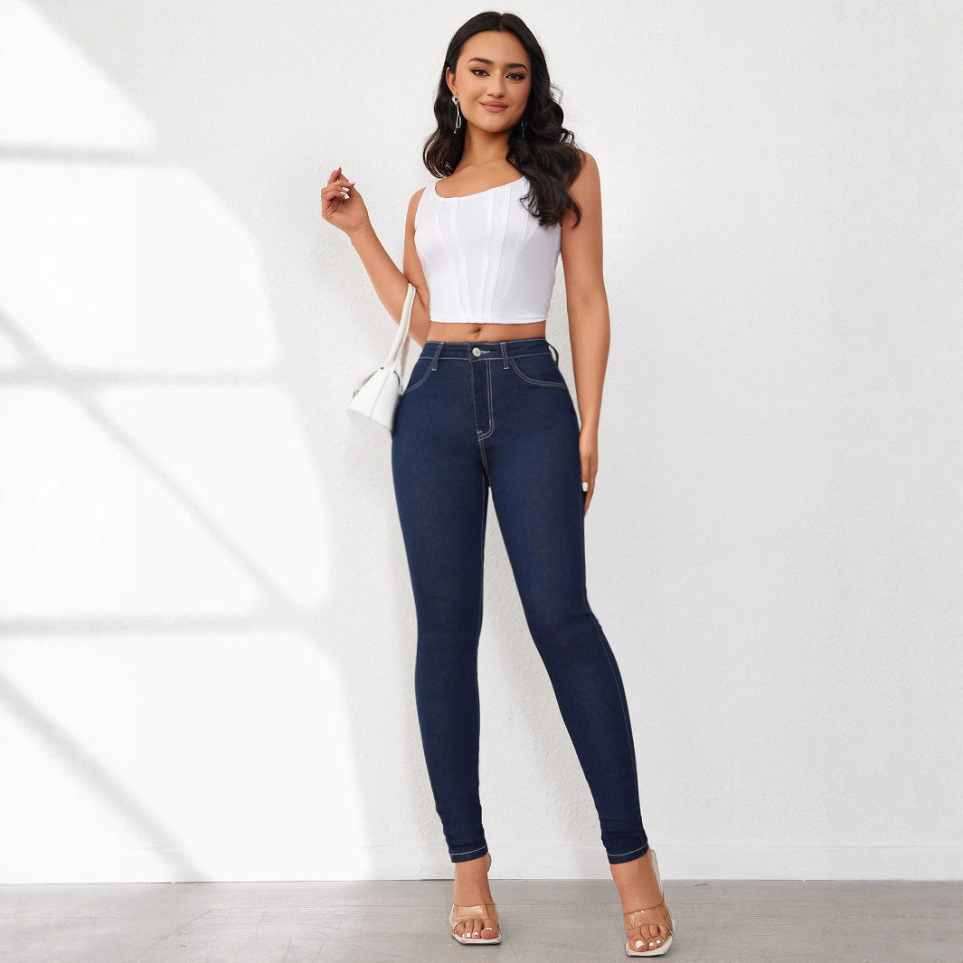 Damen Hochtaillierte Slim-Fit Jeans mit bequemer Stretch-Qualität R&B