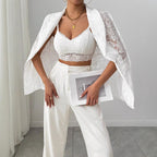 Damen nan Spitzenblazer mit Schalkragen und floraler Transparenz R&B