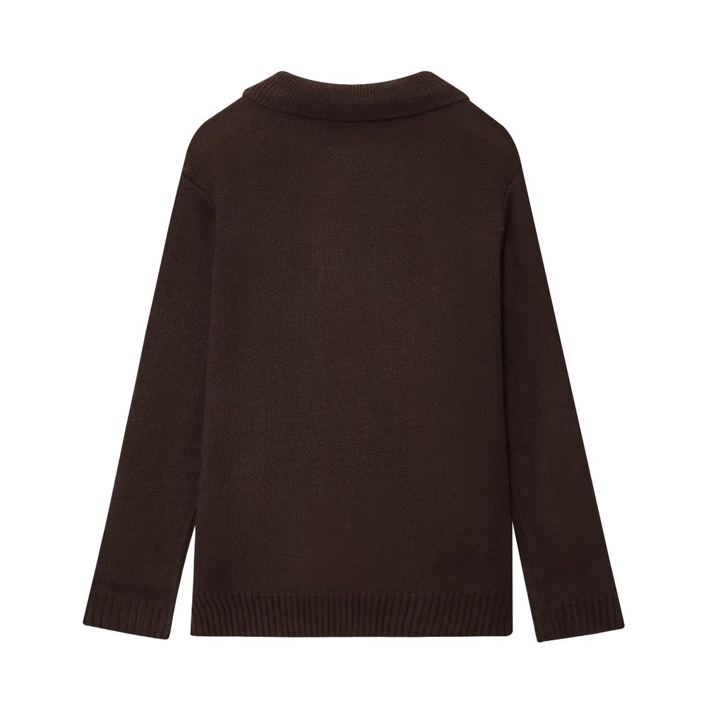 Damen elegante Strickjacke mit doppelter Knopfleiste und praktischen Taschen R&B