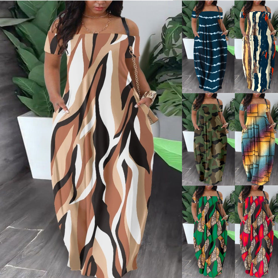Damen Maxikleid mit modernem grafischem Muster und bequemem Schnitt R&B
