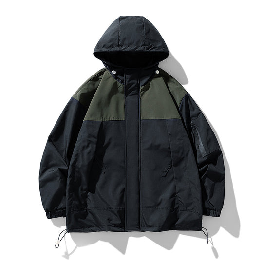 Herren funktionale Wetterjacke mit innovativem Kapuzen-Design und atmungsaktiven Einsätzen R&B