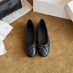 Damen Ballerinas mit elegantem Karomuster und dekorativem Schleifenbild R&B