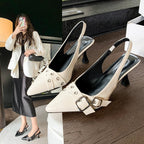 Damen Slingback-Pumps mit quadratischem Absatz und Schnallenakzent R&B