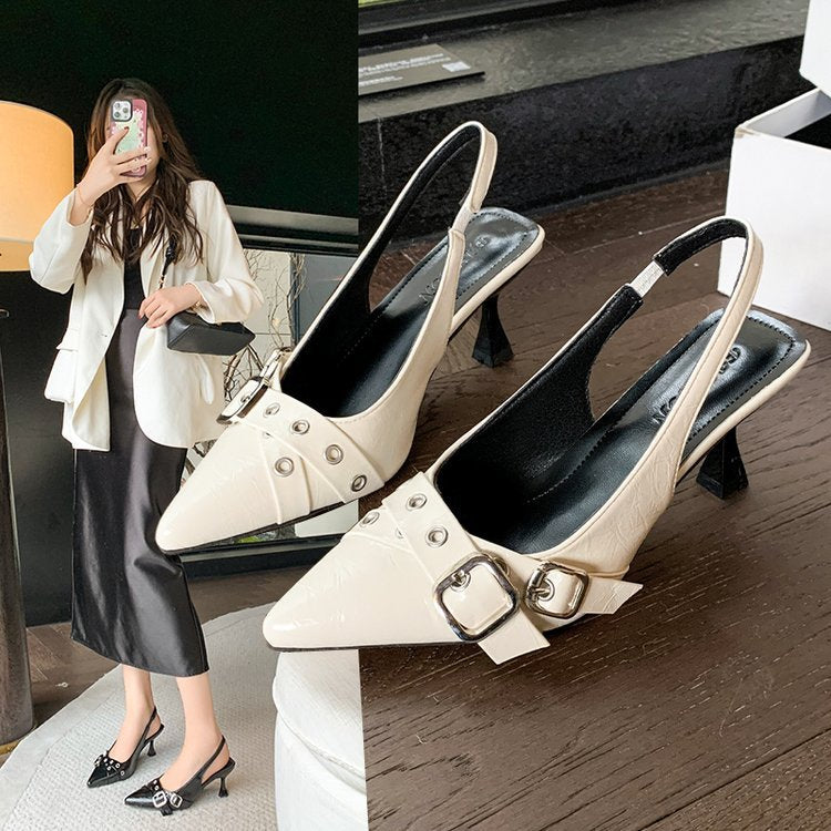 Damen Slingback-Pumps mit quadratischem Absatz und Schnallenakzent R&B