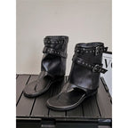 Damen dezente High-Top Sandalen mit dekorativen Schnallen R&B