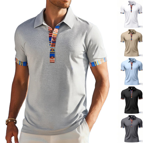 Herren Polo-Shirt mit buntem Kragen und strukturierter Optik R&B